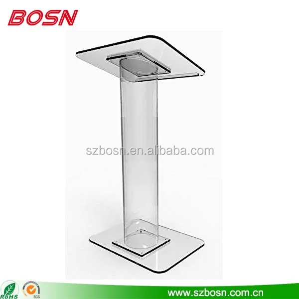 Fábrica personalizado claro de plexiglás púlpito de vidrio orgánico podio atril para venta