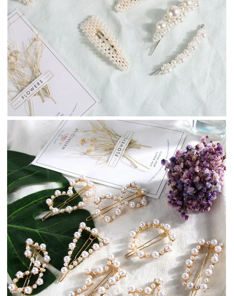 Gold 5-pcs pearl hair pin set women hair clip gold hair clip accessories wholesale
