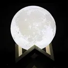 Night Light 3D Printing USB Rechargeable 2 Colors 24cm Moon Lamp