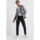 Classic check casual suit man Slim Fit Grey with Lilac Check Double Breasted Jacket