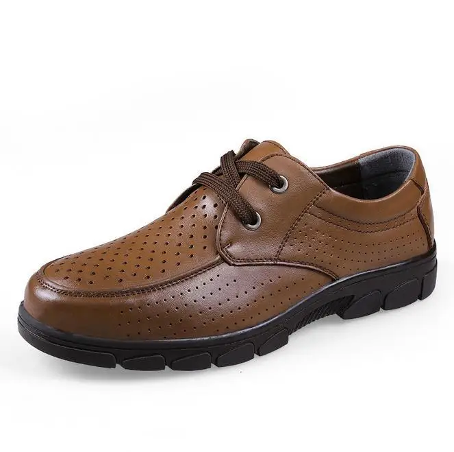 2015 the new men's summer Leather air hole shoes big yards size 38-47 men's oxfords genuine leather shoes
