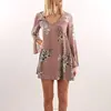 In Stock Fashion V Neck Long Sleeve Floral Printing Autumn Dress