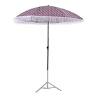 2019 High quality best price easy portable uv big sun beach umbrella tassels with custom printed