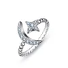 On Stock Moon Star CZ Diamond Sterling Silver Rings Jewelry Womens