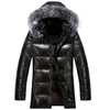 2017 COOL MEN black down jacket for winters men fur hood mens padded winter jacket&leather jacket