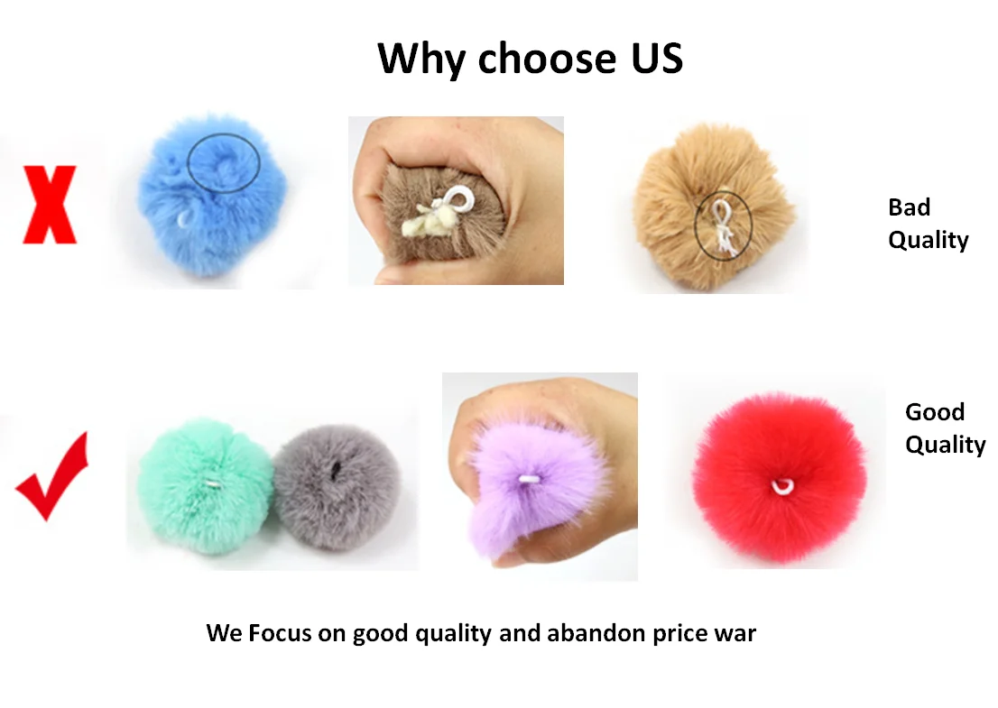 China Mink Pom Pom Fur Ball For Hats Pompon Keychain