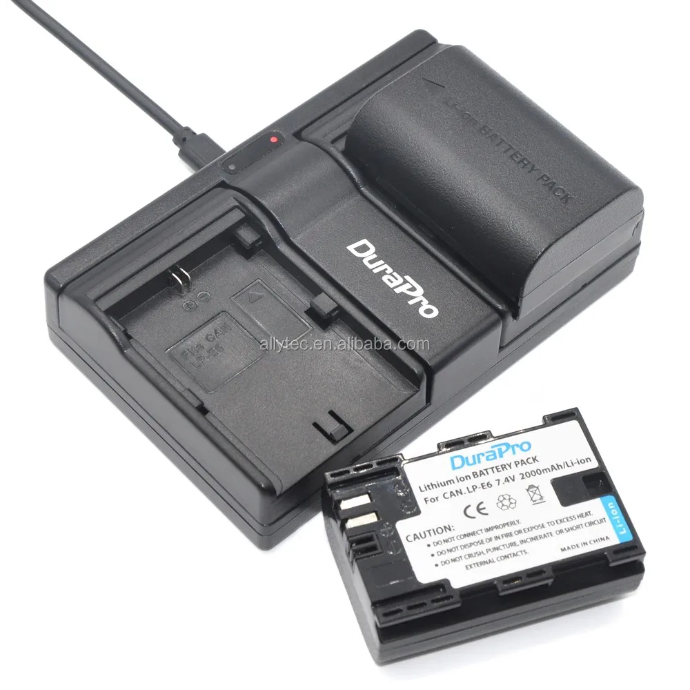 DuraPro شاحن USB مزدوج لكانون LP-E6 ، LP-E6N بطارية EOS 5D 6D 7D 7D مارك الثاني 60D 70D 80D ، C700 ، XC10 ، XC15