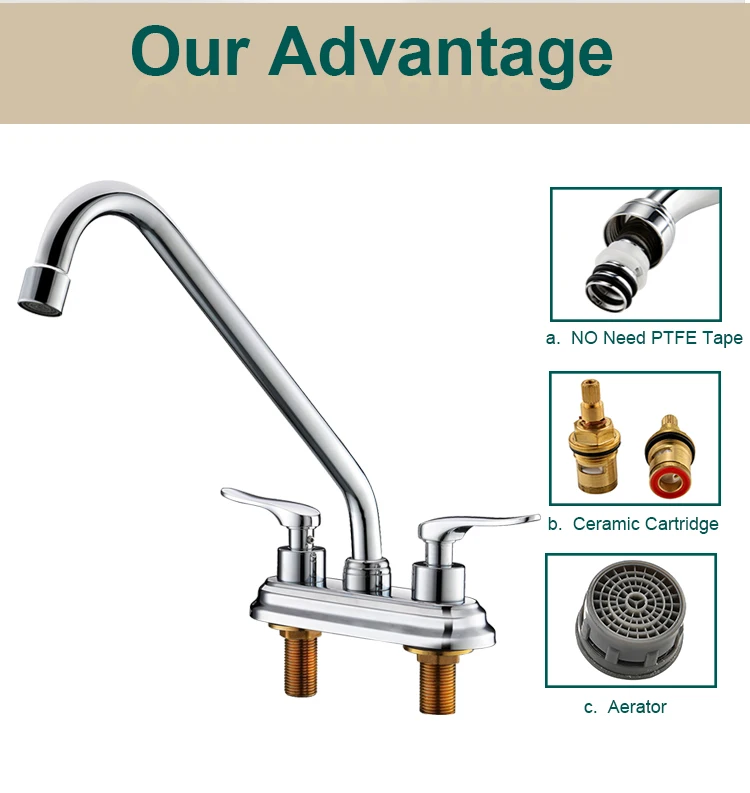 Kaiping faucet manufacturer supply 2 handle deck mount kitchen faucet