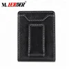European style custom embossed logo bifold magnet wallet pure leather minimal boy's wallet with money clip