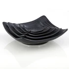 Pottery color 4.5 6 8 10 12 inch sushi dinner plate 100% melamine tableware dinnerware set square black plastic plate