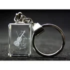 Nice 3d laser crystal keychain with LED light cheap car logo crystal glass keyring