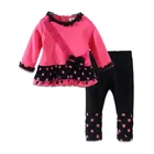 Wholesale Custom High Quality Polyester Children Wear Kids Girl Clothing Sets With Bow