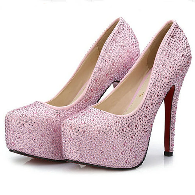 2015 Fashion 11cm High-Heeled Crystal Bride Wedding Shoes Platform Genuine Leather High-Heeled Shoes Women's Shoes Single Shoes