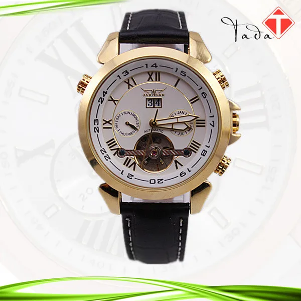 32pcs/lot winner series high end automatic self-wind JARAGAR genuine leather band stainless steel watch
