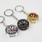 Cheap Promotion metal wheel rim keyring with disc brake wheel hub key holder steering wheel keychain