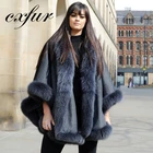 CX-B-P-67B Grey Fox Fur Shawl For Women Stole Winter Capes
