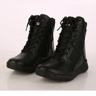 Fashionable Genuine leather high ankle black military boots army