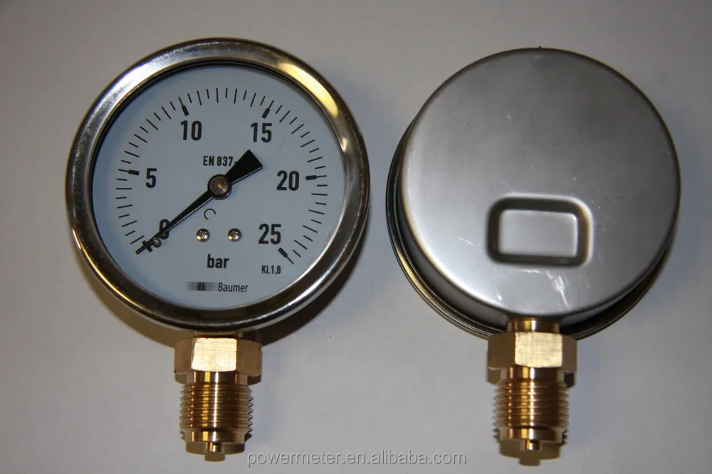 40mm En 8371 Vacuum Pressure Gauge 025 Bar Half Stainless Steel