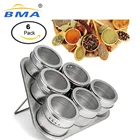 FDA Set Condiment Triangle Stainless Steel Magnetic Jars Organizer Condiment Container Set