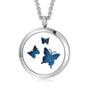 Wholesale Butterfly design perfume Charms Locket silver Round Floating 316L empty Locket Diffuser Pendant PJP060