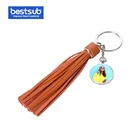 Sublimation Round Tassel Keychain with Long Tassel Orange YA119R-O