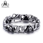 Triangle Charm 316 Stainless Steel Silver Polish Men Jewelry Skull Bracelet