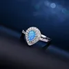 BN Latest simple fancy ladies finger blue opal ring 2018 fashion Jewelry opal ring for women