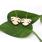 China laser cut carved wooden leaf earrings 2019