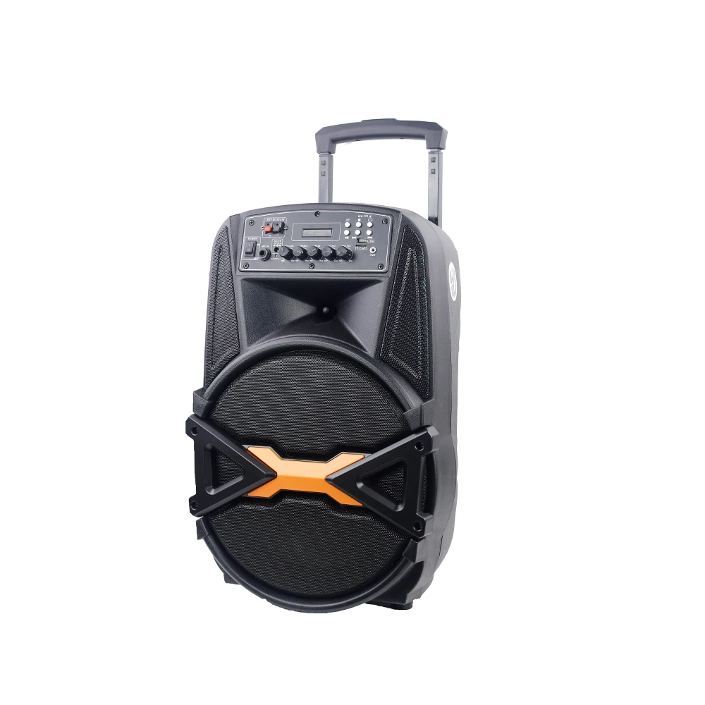 trolley portable active speaker box with usb/sd/fm/wireless mic/remote control/rechargeable battery - ANKUX.COM