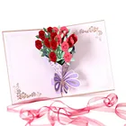 Red Rose 3D Flower Wedding Pop up Cards for Invitation