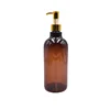 custom hair conditioner shampoo bottle 500ml , luxury gold oil pump empty amber plastic bottle