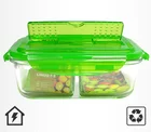 High borosilicate food storage with 2 compartments for oven & microwave use Round