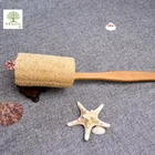 Natural Exfoliating Loofah Luffa Loofa Back Sponge Scrubber Brush With Long Wooden Handle Stick Holder Body Shower Bath
