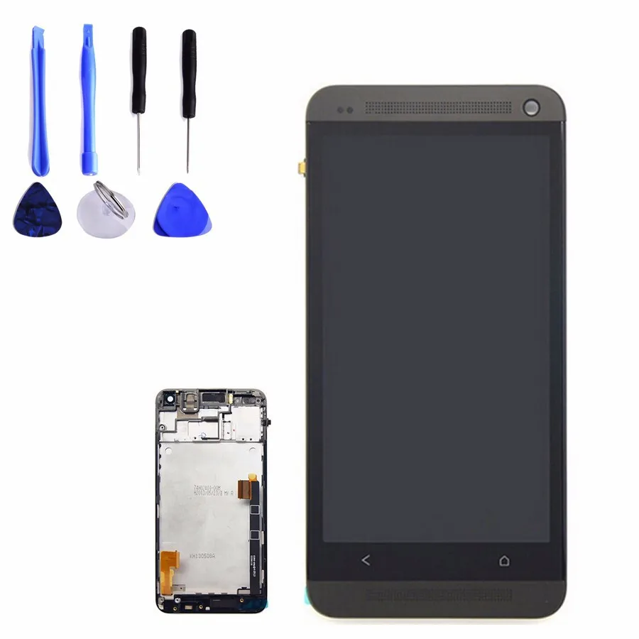 LCD Display / touch screen/digitizer assembly / frame black/blue/gold/red/silver for HTC ONE M7 (dhl free shipping)