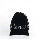 Custom large embroidered velvet drawstring gift pouch bags