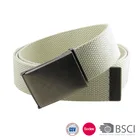 Canvas Web Men Woven White Cotton Braided Belt With Metal Tip Solid Color