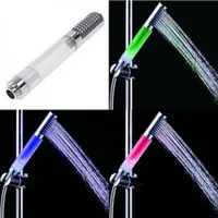 Handheld Water Bath Bathroom LED Shower Head Spray Sprayer Silver White