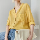 Seven-sleeve V-collar Sunscreen Linen Shirt Jacket