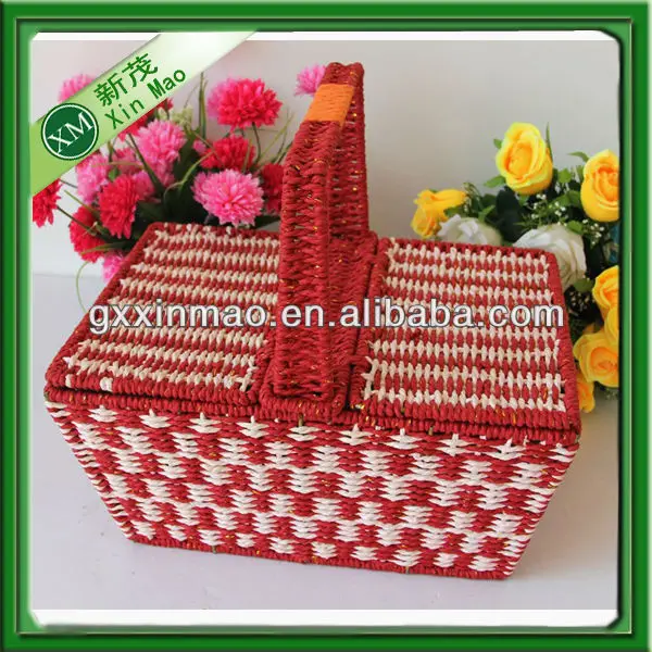 cheap empty woven paper picnic basket wholesale