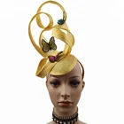 Embroidery Butterfly Ribbon Curl Exotic Sinamay Fascinator Headband Hats Derby Racing Hat Wedding Headwear Ascot Headpiece