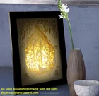 led light acrylic glass solid wood wall mounted photo frame