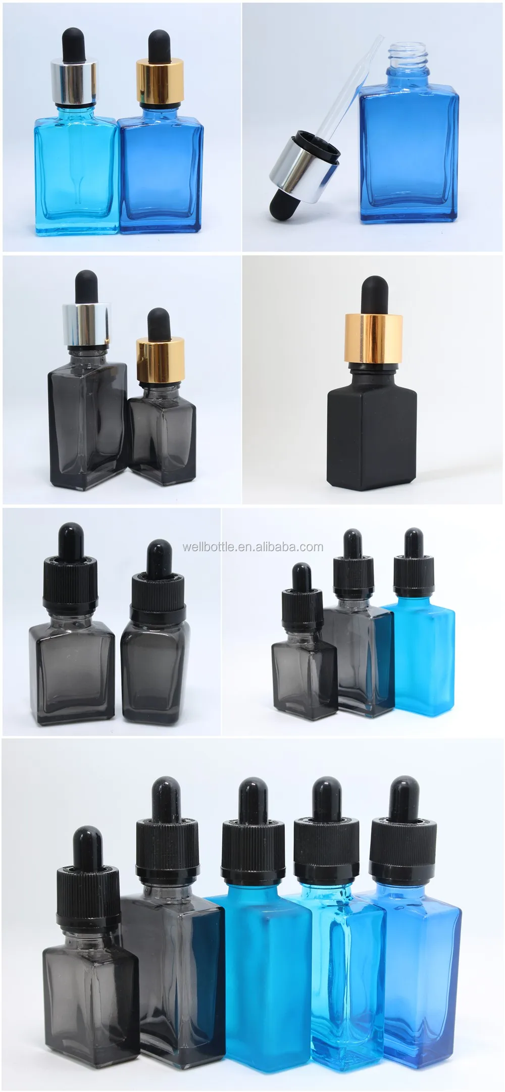 square victoria secret perfume glass dropper bottle with pipettes Square-14R