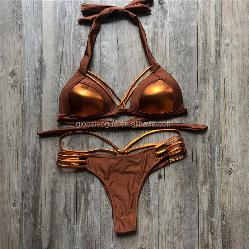 Impression Bikini Set Sexy Costume Push Up A Fascia Nice Gold