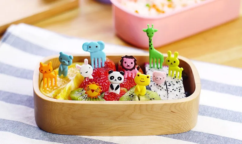 10Pcs/Lot Mini Animal Farm Cartoon Food Fork Set Cake Fruit Picks Sign Bento Lunches Party Decor Vegetable Tableware KC1464