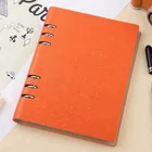 wholesale personalized custom pu leather printing spiral loose leaf A5 business notebook with pocket and pen holder