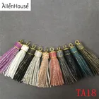7cm fashionable Colorful Decorative DIY Silver Metal Cup Wave Pattern pu Leather Tassel for keychain