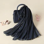 Fashion design pearl plain muslim scarf hijab wholesale
