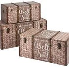Bamboo Weaving design wooden large storage box trunk set