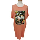 EF9136 Dusty Red Women's Printed Short Sleeve Sweater Dress