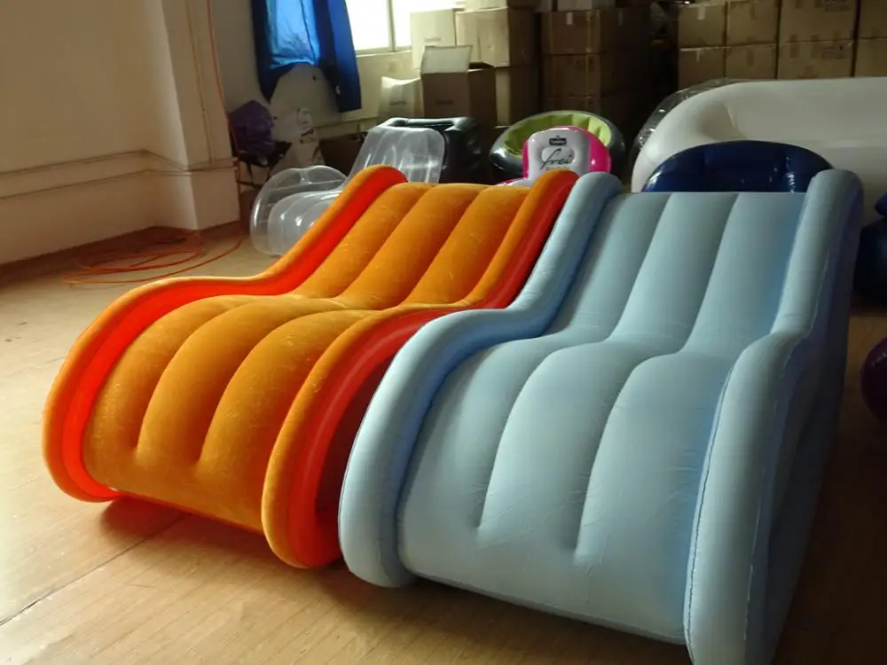 Comfortable Pvc Indoor Inflatable Sex Sofa Chair Furniture Flocked Air Sofa Inflatable Lounger 8332